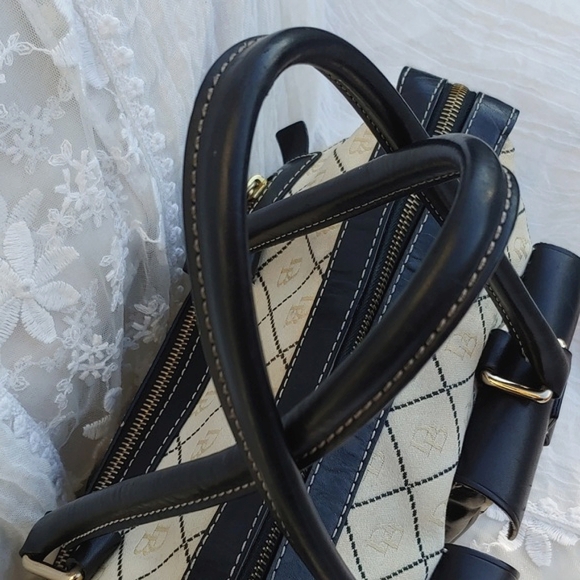 Dooney & Bourke Classic Cream Signature Canvas and Black Leather Baguette Bag - Picture 17 of 17